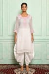 Buy_Arihant Rai Sinha_White Kurta Georgette And Dhoti Pant Cotton Embroidery Resham & Stones & Set_Online_at_Aza_Fashions