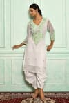 Buy_Arihant Rai Sinha_White Kurta Georgette And Dhoti Pant Cotton Embroidery Resham & Stones & Set_at_Aza_Fashions