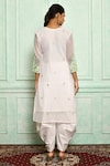 Shop_Arihant Rai Sinha_White Kurta Georgette And Dhoti Pant Cotton Embroidery Resham & Stones & Set_at_Aza_Fashions