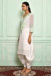 Buy_Arihant Rai Sinha_White Kurta Georgette And Dhoti Pant Cotton Embroidery Resham & Stones & Set_Online_at_Aza_Fashions