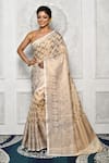 Buy_Nazaakat by Samara Singh_Off White Banarasi Kota Silk Woven Geometric Saree_at_Aza_Fashions