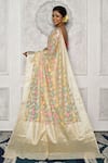 Shop_Nazaakat by Samara Singh_Beige Banarasi Cotton Silk Woven Floral Motif Silver Zari Mina Pattern Saree_at_Aza_Fashions