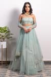 Buy_Silky Bindra_Green Net And Shantoon Pearl, Sequin & Cutdana One Lehenga Set With Off Blouse _at_Aza_Fashions