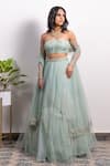Buy_Silky Bindra_Green Net And Shantoon Pearl, Sequin & Cutdana One Lehenga Set With Off Blouse _Online_at_Aza_Fashions