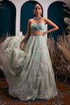Buy_Silky Bindra_Green Organza And Shantoon Pearl, Sequin & Cutdana Embroidered Lehenga Set _at_Aza_Fashions