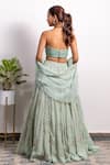 Shop_Silky Bindra_Green Organza And Shantoon Pearl, Sequin & Cutdana Embroidered Lehenga Set _at_Aza_Fashions
