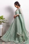 Silky Bindra_Green Organza And Shantoon Pearl, Sequin & Embroidered Anarkali With Dupatta_Online_at_Aza_Fashions
