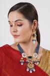 Buy_Chhavi's Jewels_Kundan And Polki Stone Necklace Jewellery Set_at_Aza_Fashions