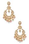 Shop_Chhavi's Jewels_Kundan Embellished Chandbali Earrings_at_Aza_Fashions