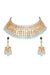 Shop_Chhavi's Jewels_Kundan Embellished Choker Jewellery Set_at_Aza_Fashions