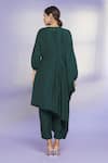 Shop_Aryavir Malhotra_Green Polyester Blend Bead Work Round Draped Kurta And Pant Set_at_Aza_Fashions