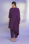 Shop_Aryavir Malhotra_Purple Polyester Blend Bead Work Round Draped Kurta And Pant Set_at_Aza_Fashions