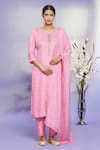 Buy_Arihant Rai Sinha_Pink Silk Embroidered Geometric Round Chevron Kurta Set_at_Aza_Fashions