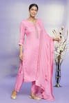 Buy_Arihant Rai Sinha_Pink Silk Embroidered Geometric Round Chevron Kurta Set_Online_at_Aza_Fashions