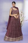 Buy_Arihant Rai Sinha_Maroon Raw Silk Floral And Paisley Pattern Lehenga Set_Online_at_Aza_Fashions