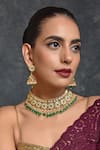 Swabhimann_Gold Plated Stones, Diamonds Geometric Kundan Necklace Set _Online_at_Aza_Fashions