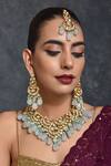 Swabhimann_Blue Diamonds, Stones, Crystals Crescent Kundan Necklace Set _Online_at_Aza_Fashions