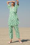 Buy_Marche_Green Cotton Printed Floral V Neck Kimono And Pant Set _Online_at_Aza_Fashions