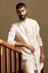 Contrast By Parth_Off White Chikankari Embroidered Sherwani Set_Online_at_Aza_Fashions