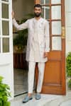 Buy_Contrast By Parth_Grey Pure Silk Floral Embroidered Jacket And Kurta Set _at_Aza_Fashions