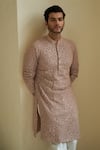 Shop_Contrast By Parth_Purple Georgette Embroidered Kurta Set For Men_at_Aza_Fashions