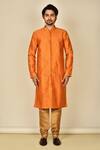 Buy_Arihant Rai Sinha_Orange Cotton Silk Embroidery Paisley Kurta For Men_Online_at_Aza_Fashions