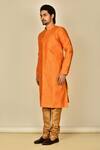 Shop_Arihant Rai Sinha_Orange Cotton Silk Embroidery Paisley Kurta For Men_Online_at_Aza_Fashions