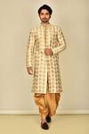 Buy_Arihant Rai Sinha_Cream Embroidered Paisley Sherwani Set_at_Aza_Fashions