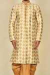 Arihant Rai Sinha_Cream Embroidered Paisley Sherwani Set_at_Aza_Fashions