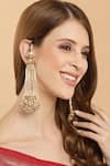 Shop_Dugran By Dugristyle_Gold Plated Pearls, Stones Kundan Embellished Dangler Earrings _at_Aza_Fashions