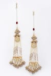 Buy_Dugran By Dugristyle_Gold Plated Pearls, Stones Kundan Embellished Dangler Earrings _at_Aza_Fashions