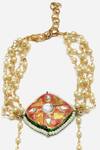 Shop_Dugran By Dugristyle_Gold Plated Pearls Meenakari Hathphool And Earrings Set _Online_at_Aza_Fashions
