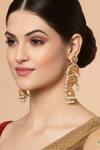Shop_Dugran By Dugristyle_Cream Kundan Embellished Jhumkas _at_Aza_Fashions