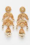 Buy_Dugran By Dugristyle_Cream Kundan Embellished Jhumkas _at_Aza_Fashions