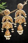 Dugran By Dugristyle_Cream Kundan Embellished Jhumkas _Online_at_Aza_Fashions