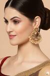 Shop_Dugran By Dugristyle_Cream Kundan And Pearl Embellished Chandbalis _at_Aza_Fashions
