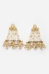 Buy_Dugran By Dugristyle_Cream Pearls, Stones Kundan Embellished Dangler Earrings _at_Aza_Fashions
