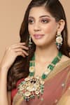 Shop_Dugran By Dugristyle_Gold Plated Pearls Meenakari Temple Pendant Necklace Set _at_Aza_Fashions