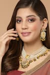 Shop_Dugran By Dugristyle_Gold Plated Kundan Meenakari Necklace Set _at_Aza_Fashions