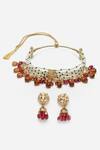 Buy_Dugran By Dugristyle_Gold Plated Pearls, Gota Patti, Stones Multi String Choker Set _at_Aza_Fashions