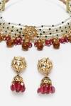 Dugran By Dugristyle_Gold Plated Pearls, Gota Patti, Stones Multi String Choker Set _at_Aza_Fashions