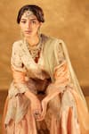 Shop_Bunka_Beige Jacket And Dupatta Organza Embroidered Floral Amina Gharara Set  _Online_at_Aza_Fashions