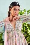 Buy_Mani Bhatia_Pink Crepe Print And Embroidery Floral Print Cutdanas Jade Peplum Top Set _Online_at_Aza_Fashions