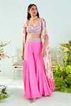 Buy_Mani Bhatia_Fuchsia Crepe Printed Cutdana Cape Open Isabelle And Palazzo Set _at_Aza_Fashions