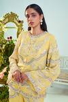 Buy_Mani Bhatia_Yellow Georgette Embroidery Cutdana Round Evelyn Jacket And Pant Set _Online_at_Aza_Fashions