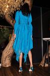 Shop_House Of Eda_Blue Silk Sabrina Asymmetric Dress_at_Aza_Fashions