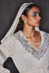 Buy_House of eda_Ivory 100% Silk Lining 100% Polyester Embroidery Thread V Emelia Midi Dress _Online_at_Aza_Fashions