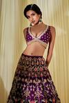 Disha Muchhala_Purple Organza Floral Embroidered Lehenga Set_Online_at_Aza_Fashions