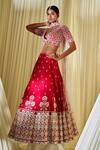 Buy_Disha Muchhala_Pink Floral Embroidered Lehenga Set_at_Aza_Fashions