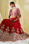 Shop_Disha Muchhala_Pink Floral Embroidered Lehenga Set_at_Aza_Fashions
